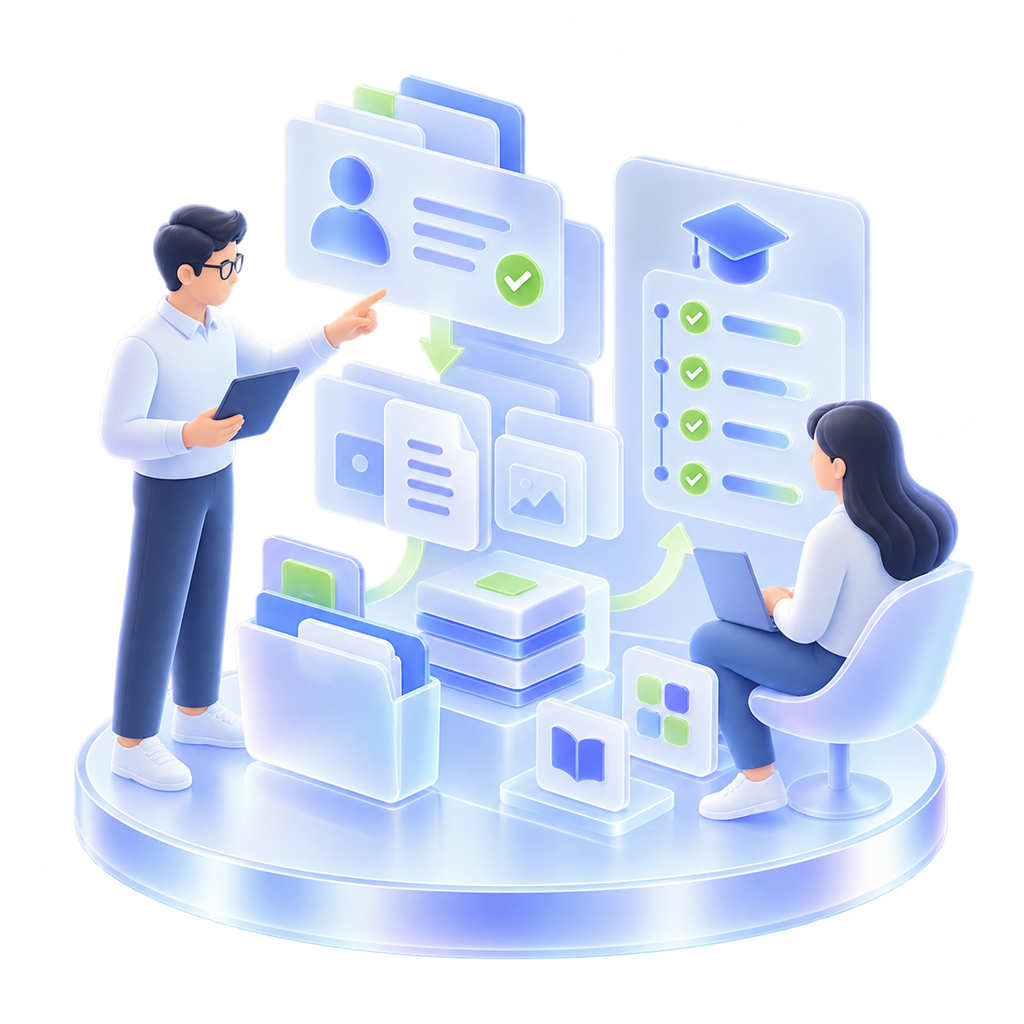 An expert and learner turn layered project knowledge into a structured course