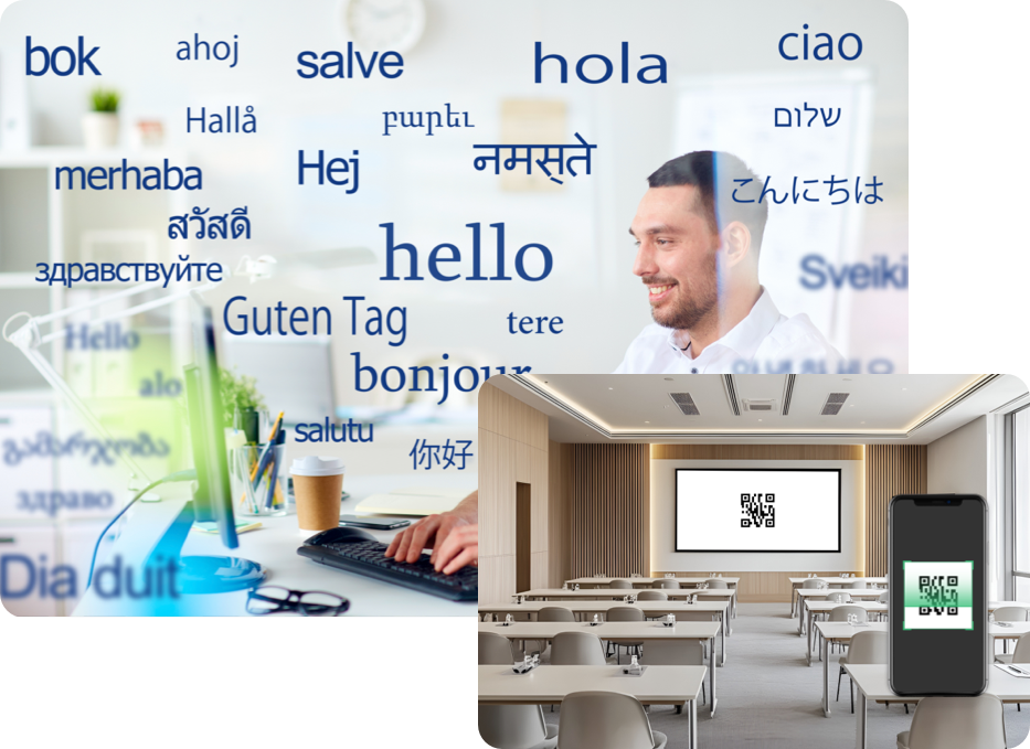 WeSpeak multilingual translation with QR code scanning